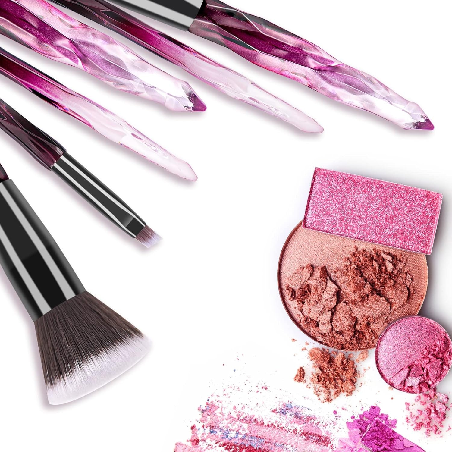 FILY  Brochas De Maquillaje 15Pcs Cristal Kabuki Foundation Brush Set De Brochas De Maquillaje Profesional Con Caja Regalo Estrellada (Púrpura)