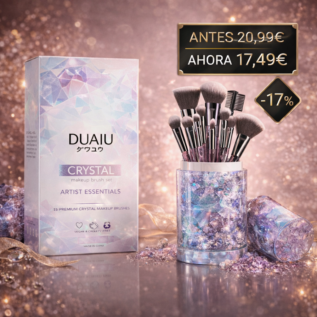 FILY Crystal – Set Profesional de Brochas de Maquillaje 15 Pcs (PÚRPURA)